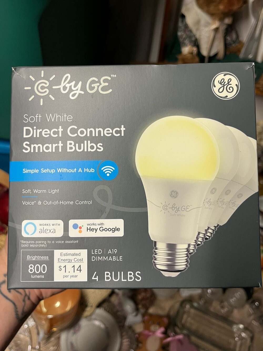 C by GE Direct Connect Soft White A19 Smart LED Light Bulbs (4-Pack)